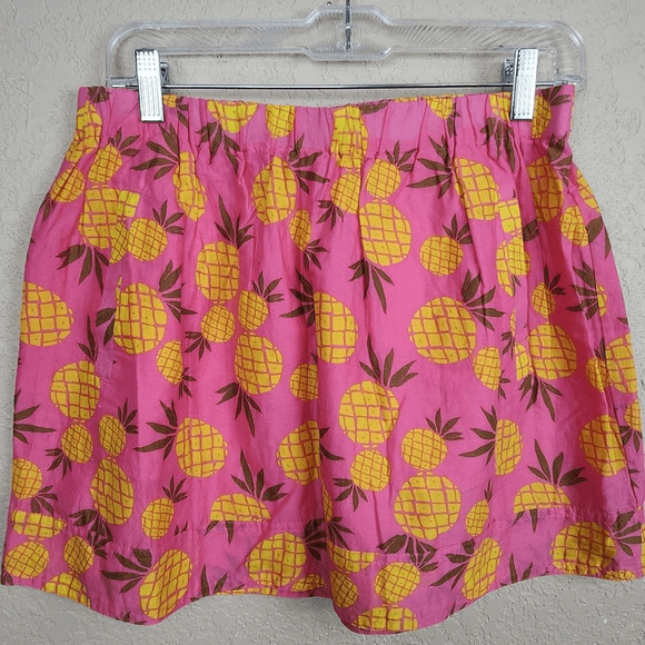 J. Crew Factory Yellow Pineapple on Pink Mini Skirt Small (3033) - Picture 1 of 6